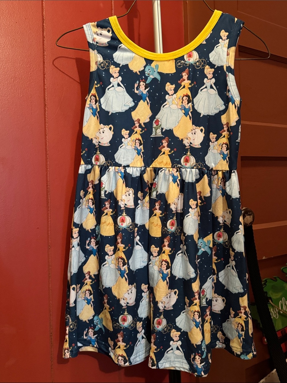 Source Unknown Navy & Yellow Disney Princess Print Casual Dress
